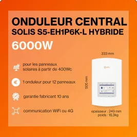 Kit solaire autoconsommation 6000Wc - Onduleur SOLIS HYBRIDE et panneaux Biverre Biface