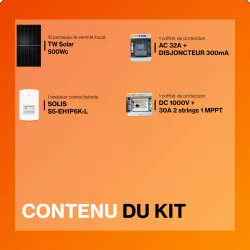 Kit solaire autoconsommation 6000Wc - Onduleur SOLIS HYBRIDE et panneaux Biverre Biface
