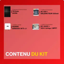 Kit solaire autoconsommation 3000Wc - Onduleur HUAWEI HYBRIDE et panneaux Biverre Biface