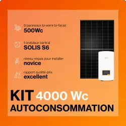 Kit solaire autoconsommation 4000Wc - Onduleur Solis et panneaux Biverre Biface