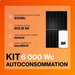 Kit solaire autoconsommation 6000Wc - Onduleur SOLIS et panneaux Biverre Biface