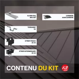 Fixations toitures bac acier - K2 Systems - Kit pour 80 panneaux (portrait ou paysage)