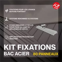 Fixations toitures bac acier - K2 Systems - Kit pour 80 panneaux (portrait ou paysage)