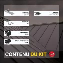Fixations toitures bac acier - K2 Systems - Kit pour 40 panneaux (portrait ou paysage)