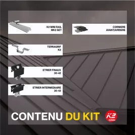 Fixations toitures bac acier - K2 Systems - Kit pour 40 panneaux (portrait ou paysage)