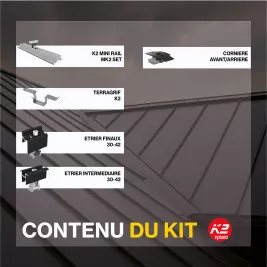 Fixations toitures bac acier - K2 Systems - Kit pour 30 panneaux (portrait ou paysage)