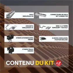 Fixations toiture tuiles - K2 Systems - Kit pour 20 panneaux (portrait)