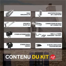 Fixations toiture ardoises - K2 Systems - Kit pour 20 panneaux (portrait)