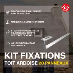 Fixations toiture ardoises - K2 Systems - Kit pour 20 panneaux (portrait)
