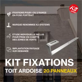 Fixations toiture ardoises - K2 Systems - Kit pour 20 panneaux (portrait)