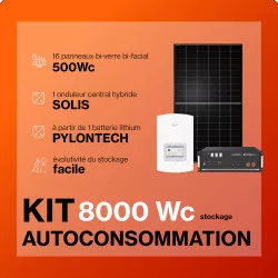 Kit solaire avec batteries 8kWc - Pylontech Solis Hybride